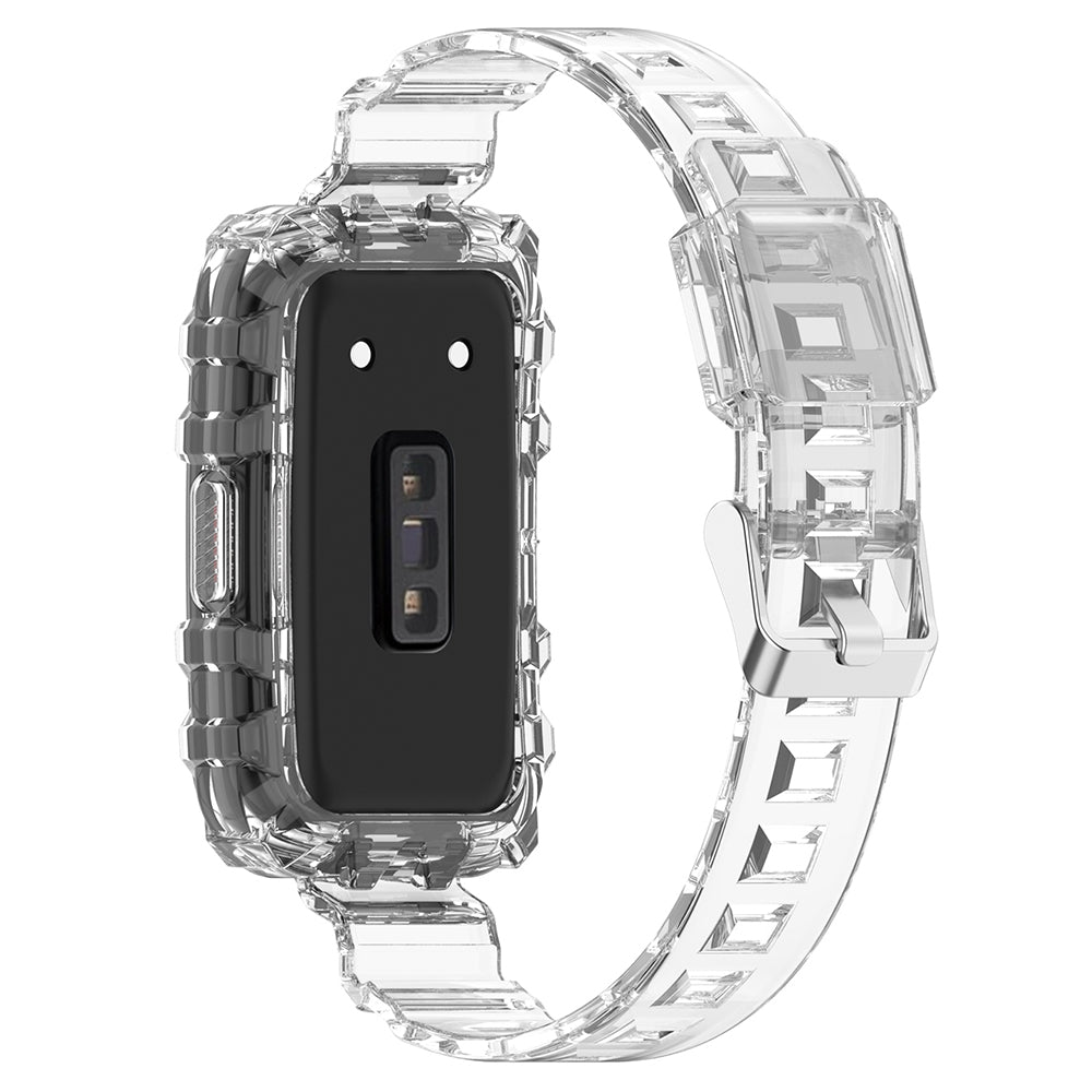 For Huawei Band 7/Band 6/Honor Band 6 Replacement Transparent TPU Watch Strap Wrist Band with Watch Case