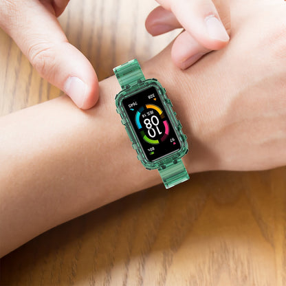 For Huawei Band 7/Band 6/Honor Band 6 Replacement Transparent TPU Watch Strap Wrist Band with Watch Case