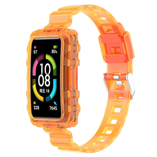 For Huawei Band 7/Band 6/Honor Band 6 Replacement Transparent TPU Watch Strap Wrist Band with Watch Case