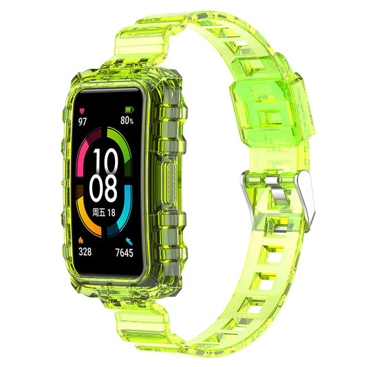 For Huawei Band 7/Band 6/Honor Band 6 Replacement Transparent TPU Watch Strap Wrist Band with Watch Case