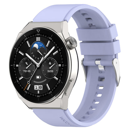 For Huawei Watch GT 3 Pro 46mm/GT 2 46mm Pro/GT 2 46mm Silicone Watch Band 22mm Adjustable Wrist Strap with Silver Pin Buckle