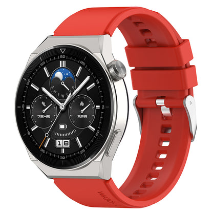 For Huawei Watch GT 3 Pro 46mm/GT 2 46mm Pro/GT 2 46mm Silicone Watch Band 22mm Adjustable Wrist Strap with Silver Pin Buckle