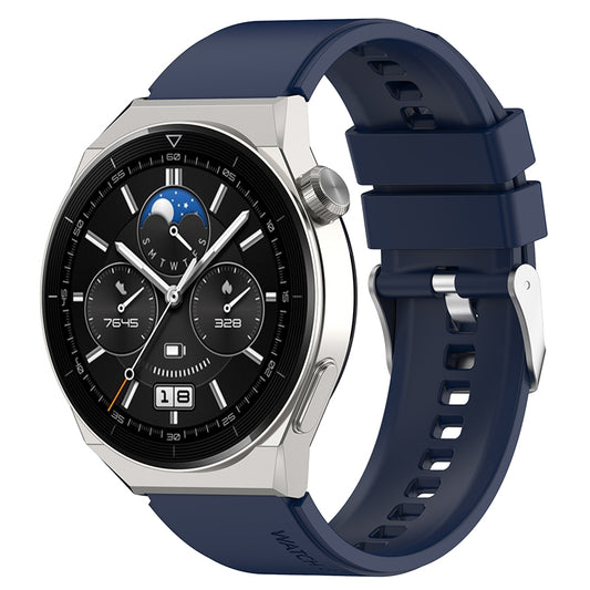 For Huawei Watch GT 3 Pro 46mm/GT 2 46mm Pro/GT 2 46mm Silicone Watch Band 22mm Adjustable Wrist Strap with Silver Pin Buckle