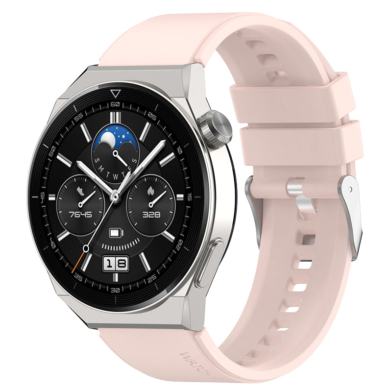 For Huawei Watch GT 3 Pro 46mm/GT 2 46mm Pro/GT 2 46mm Silicone Watch Band 22mm Adjustable Wrist Strap with Silver Pin Buckle