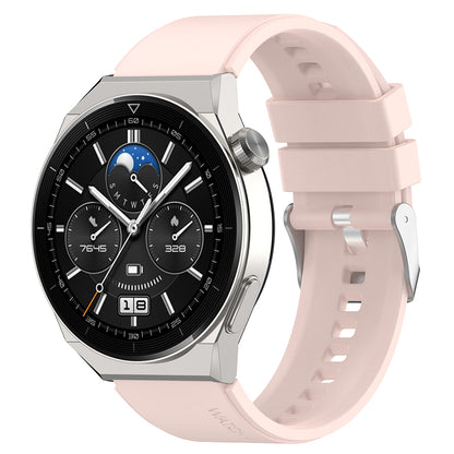 For Huawei Watch GT 3 Pro 46mm/GT 2 46mm Pro/GT 2 46mm Silicone Watch Band 22mm Adjustable Wrist Strap with Silver Pin Buckle