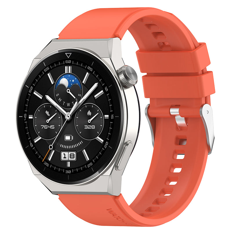For Huawei Watch GT 3 Pro 46mm/GT 2 46mm Pro/GT 2 46mm Silicone Watch Band 22mm Adjustable Wrist Strap with Silver Pin Buckle