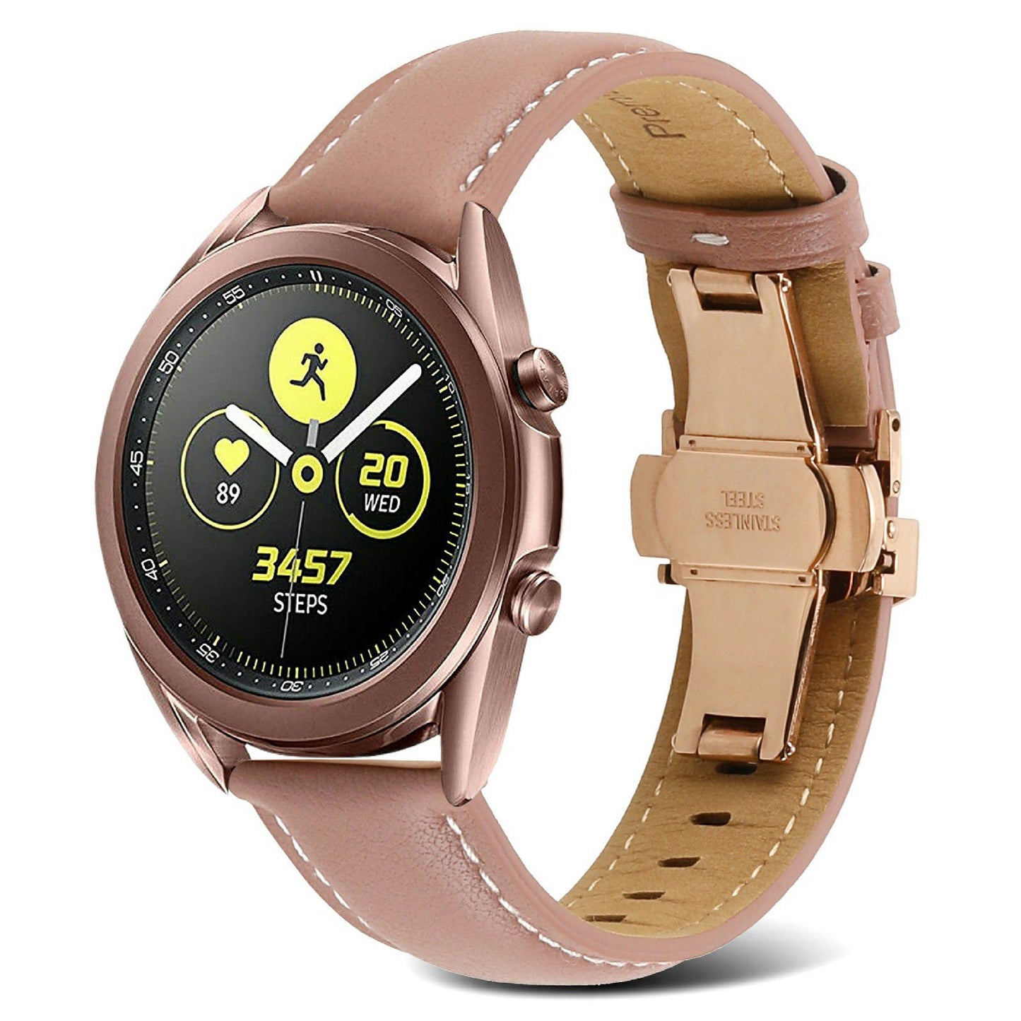 For Huawei Watch GT 3 Pro 46mm/Garmin Venu 2 22mm Stitching Line Genuine Leather Watch Band Strap Replacement