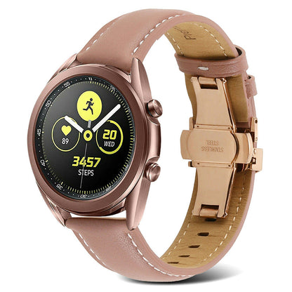 For Huawei Watch GT 3 Pro 46mm/Garmin Venu 2 22mm Stitching Line Genuine Leather Watch Band Strap Replacement