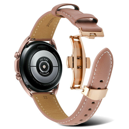 For Huawei Watch GT 3 Pro 46mm/Garmin Venu 2 22mm Stitching Line Genuine Leather Watch Band Strap Replacement