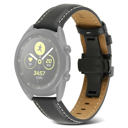 For Huawei Watch GT 3 Pro 46mm/Garmin Venu 2 22mm Stitching Line Genuine Leather Watch Band Strap Replacement