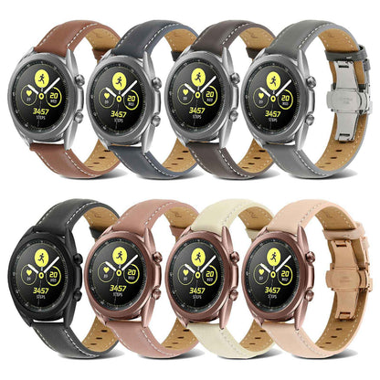 For Huawei Watch GT 3 Pro 46mm/Garmin Venu 2 22mm Stitching Line Genuine Leather Watch Band Strap Replacement