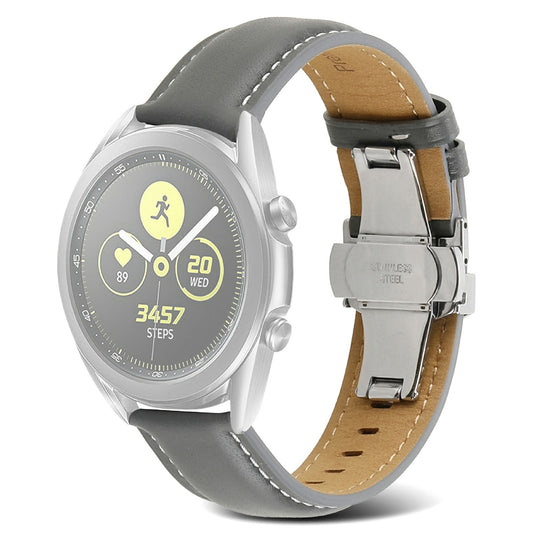 For Huawei Watch GT 3 Pro 46mm/Garmin Venu 2 22mm Stitching Line Genuine Leather Watch Band Strap Replacement