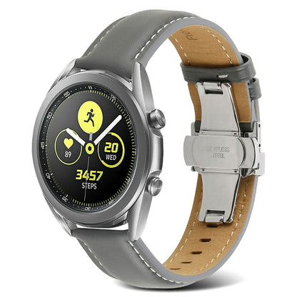 For Huawei Watch GT 3 Pro 46mm/Garmin Venu 2 22mm Stitching Line Genuine Leather Watch Band Strap Replacement