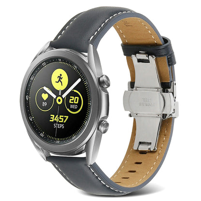 For Huawei Watch GT 3 Pro 46mm/Garmin Venu 2 22mm Stitching Line Genuine Leather Watch Band Strap Replacement