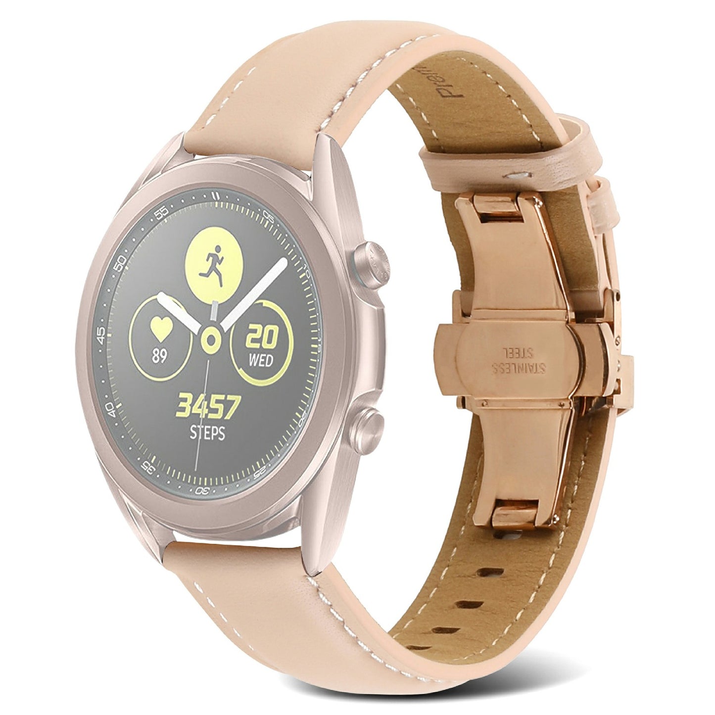 For Huawei Watch GT 3 Pro 46mm/Garmin Venu 2 22mm Stitching Line Genuine Leather Watch Band Strap Replacement