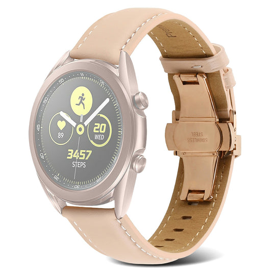 For Huawei Watch GT 3 Pro 46mm/Garmin Venu 2 22mm Stitching Line Genuine Leather Watch Band Strap Replacement