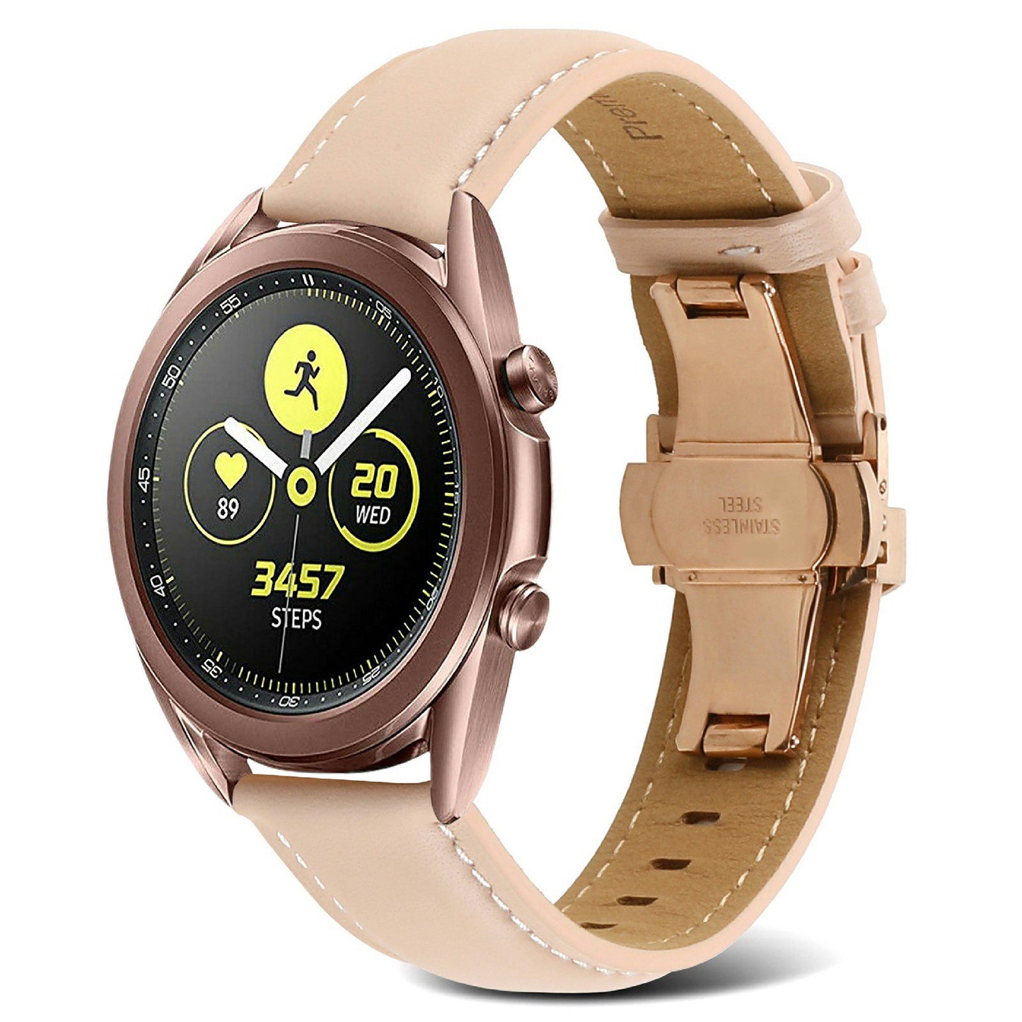 For Huawei Watch GT 3 Pro 46mm/Garmin Venu 2 22mm Stitching Line Genuine Leather Watch Band Strap Replacement