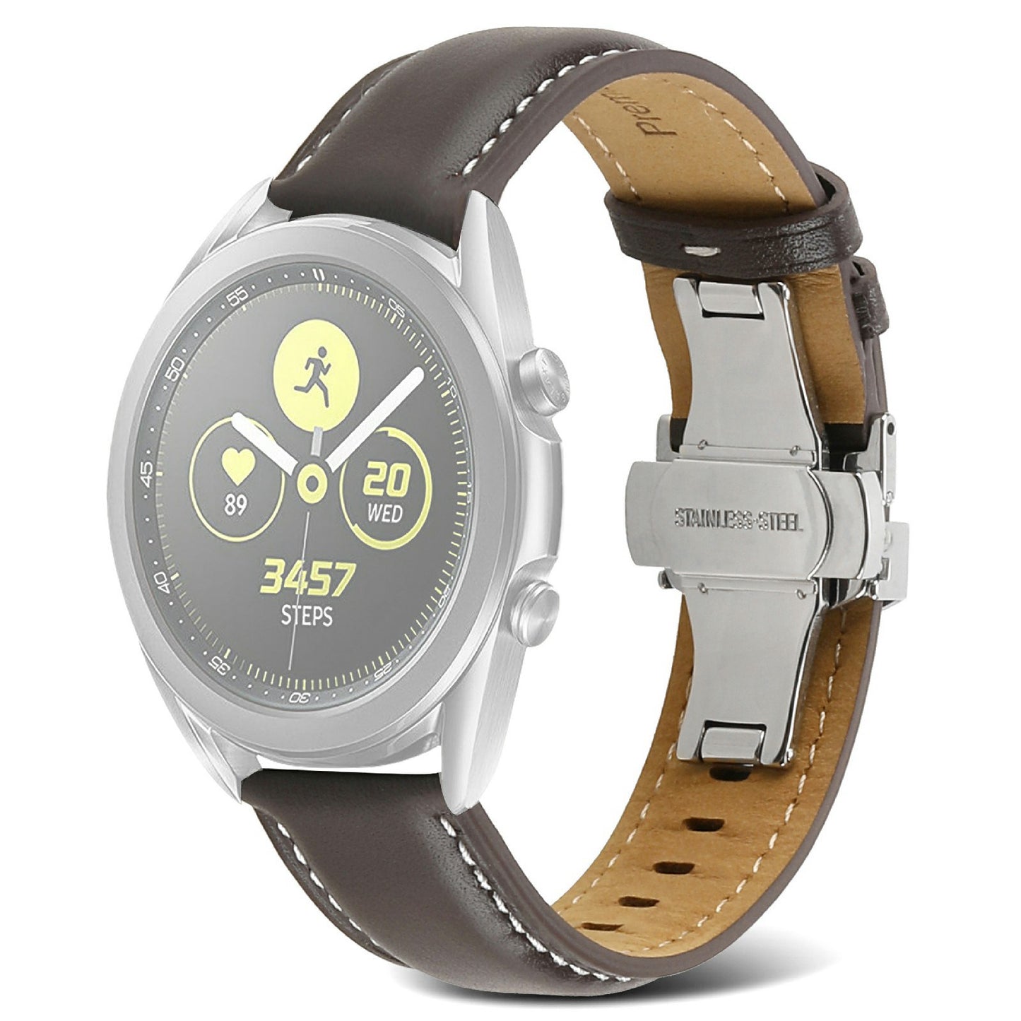 For Huawei Watch GT 3 Pro 46mm/Garmin Venu 2 22mm Stitching Line Genuine Leather Watch Band Strap Replacement