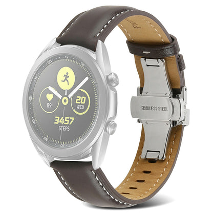 For Huawei Watch GT 3 Pro 46mm/Garmin Venu 2 22mm Stitching Line Genuine Leather Watch Band Strap Replacement