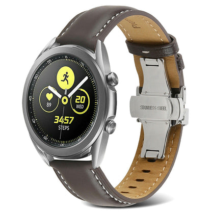 For Huawei Watch GT 3 Pro 46mm/Garmin Venu 2 22mm Stitching Line Genuine Leather Watch Band Strap Replacement