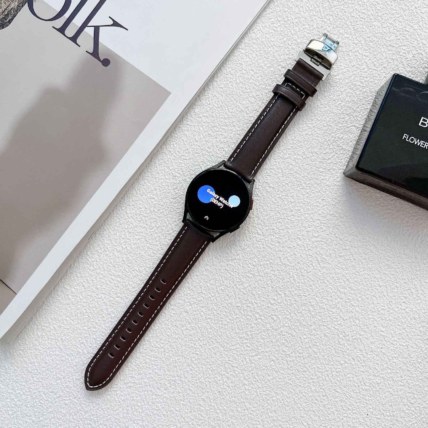 For Huawei Watch GT 3 Pro 46mm/Garmin Venu 2 22mm Stitching Line Genuine Leather Watch Band Strap Replacement