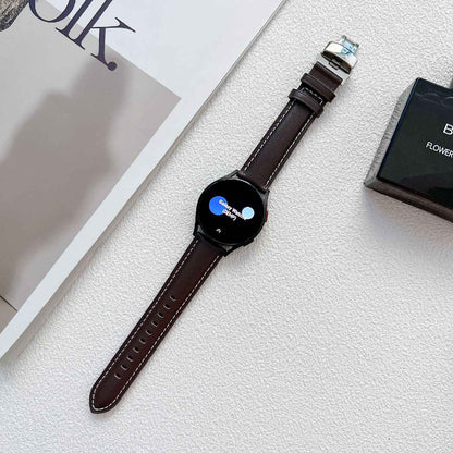 For Huawei Watch GT 3 Pro 46mm/Garmin Venu 2 22mm Stitching Line Genuine Leather Watch Band Strap Replacement