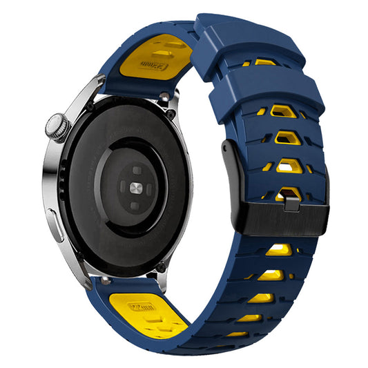 For Huawei Watch GT Runner/Garmin Venu 2/Vivoactive 4 Trapezoid Three Row Holes Watch Strap Dual Color Silicone Wrist Band
