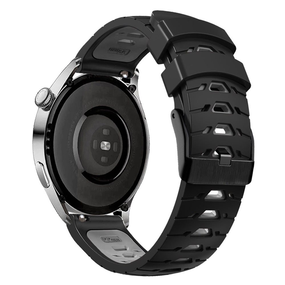 For Huawei Watch GT Runner/Garmin Venu 2/Vivoactive 4 Trapezoid Three Row Holes Watch Strap Dual Color Silicone Wrist Band