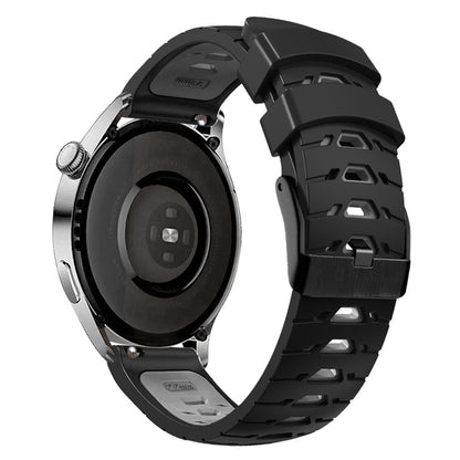 For Huawei Watch GT Runner/Garmin Venu 2/Vivoactive 4 Trapezoid Three Row Holes Watch Strap Dual Color Silicone Wrist Band