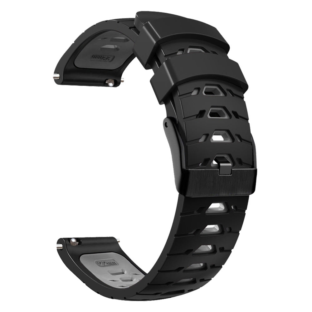 For Huawei Watch GT Runner/Garmin Venu 2/Vivoactive 4 Trapezoid Three Row Holes Watch Strap Dual Color Silicone Wrist Band