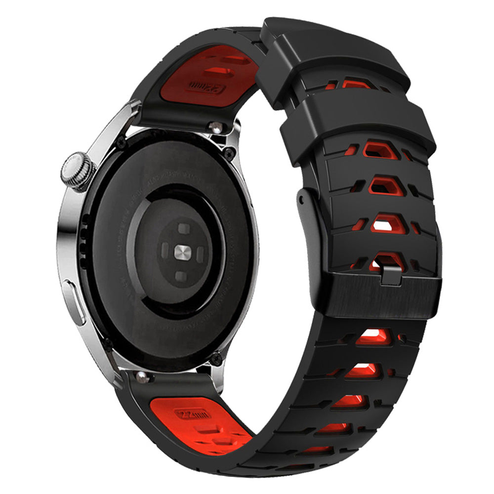 For Huawei Watch GT Runner/Garmin Venu 2/Vivoactive 4 Trapezoid Three Row Holes Watch Strap Dual Color Silicone Wrist Band