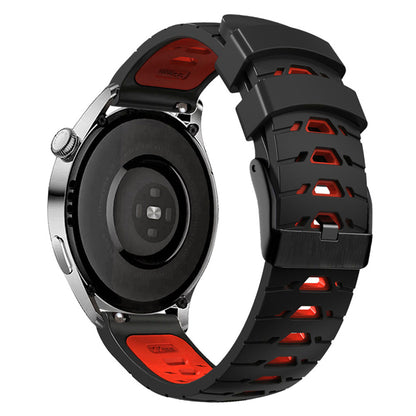 For Huawei Watch GT Runner/Garmin Venu 2/Vivoactive 4 Trapezoid Three Row Holes Watch Strap Dual Color Silicone Wrist Band