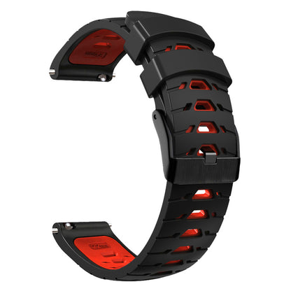 For Huawei Watch GT Runner/Garmin Venu 2/Vivoactive 4 Trapezoid Three Row Holes Watch Strap Dual Color Silicone Wrist Band