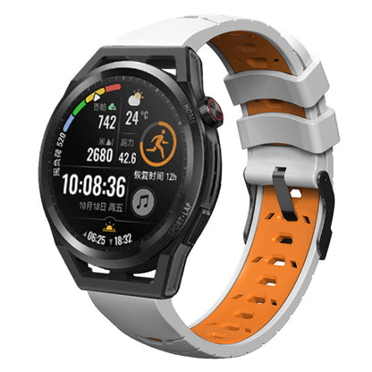 For Huawei Watch GT Runner/Garmin Venu 2/Vivoactive 4 Trapezoid Three Row Holes Watch Strap Dual Color Silicone Wrist Band