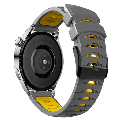 For Huawei Watch GT Runner/Garmin Venu 2/Vivoactive 4 Trapezoid Three Row Holes Watch Strap Dual Color Silicone Wrist Band