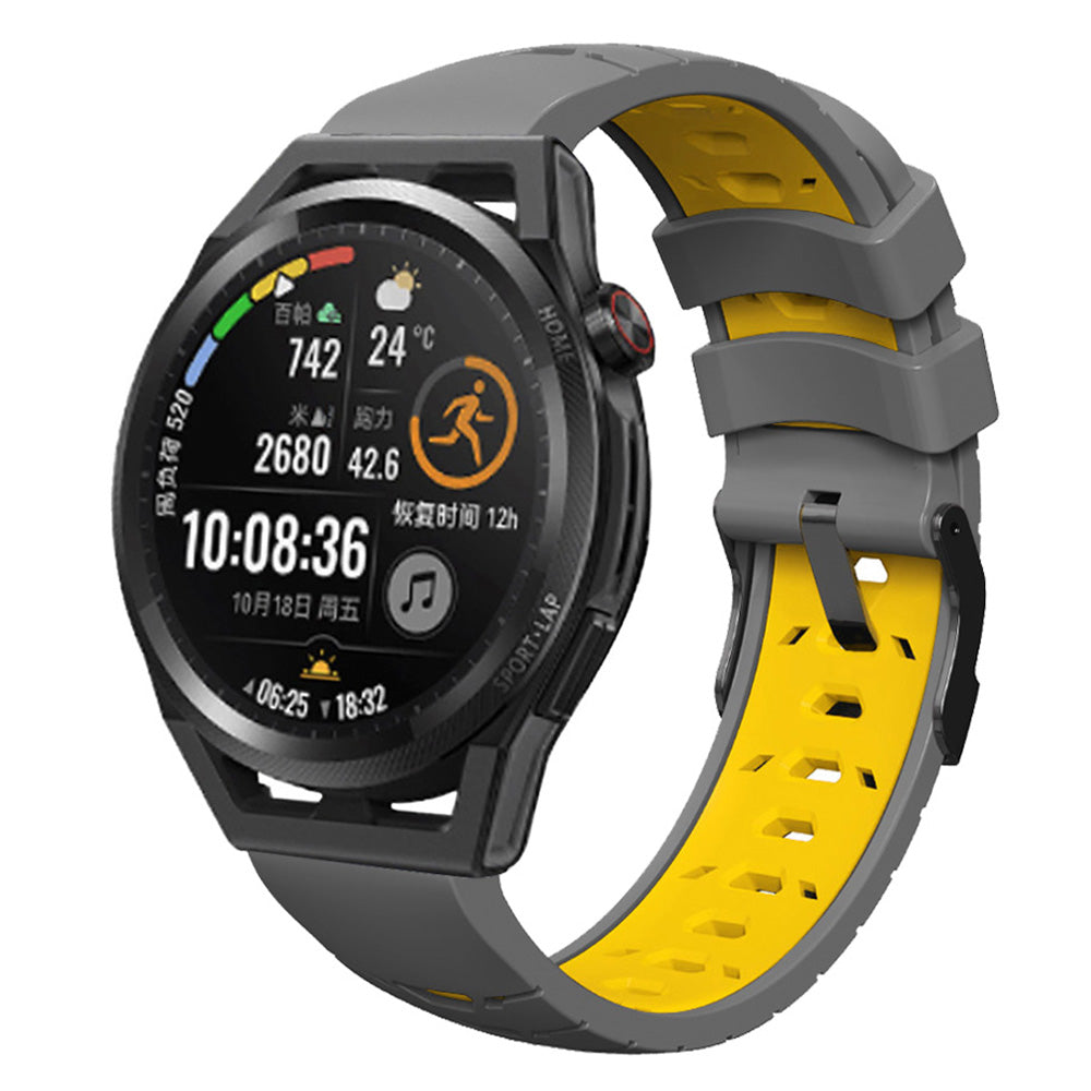 For Huawei Watch GT Runner/Garmin Venu 2/Vivoactive 4 Trapezoid Three Row Holes Watch Strap Dual Color Silicone Wrist Band