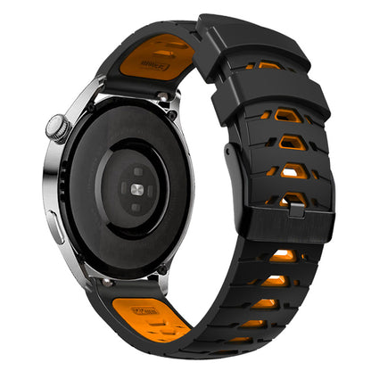 For Huawei Watch GT Runner/Garmin Venu 2/Vivoactive 4 Trapezoid Three Row Holes Watch Strap Dual Color Silicone Wrist Band