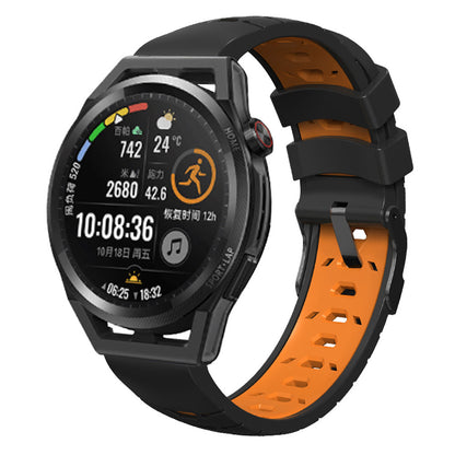 For Huawei Watch GT Runner/Garmin Venu 2/Vivoactive 4 Trapezoid Three Row Holes Watch Strap Dual Color Silicone Wrist Band