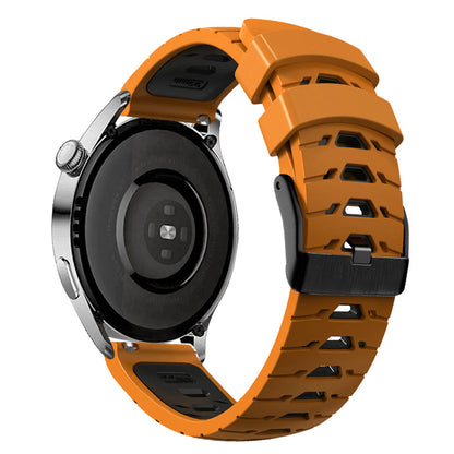 For Huawei Watch GT Runner/Garmin Venu 2/Vivoactive 4 Trapezoid Three Row Holes Watch Strap Dual Color Silicone Wrist Band
