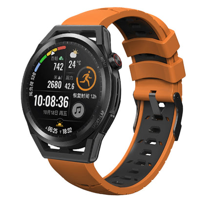 For Huawei Watch GT Runner/Garmin Venu 2/Vivoactive 4 Trapezoid Three Row Holes Watch Strap Dual Color Silicone Wrist Band