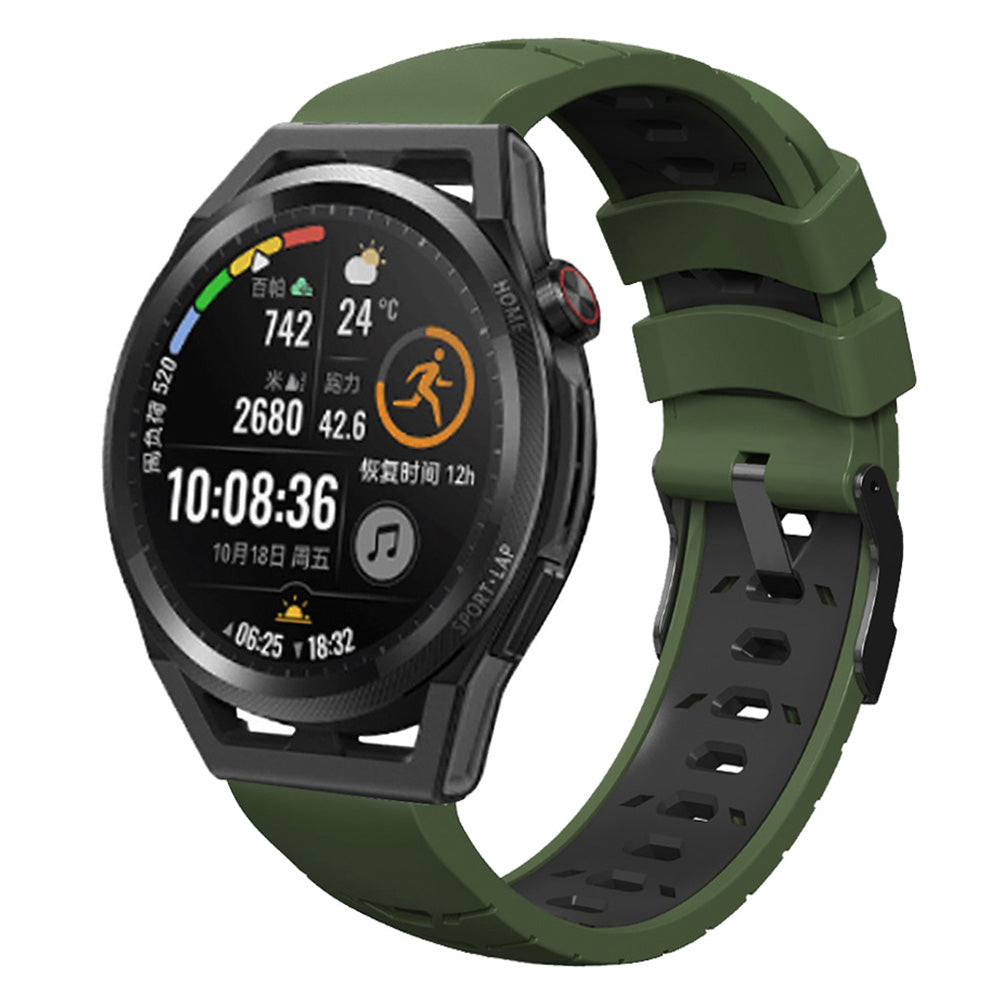 For Huawei Watch GT Runner/Garmin Venu 2/Vivoactive 4 Trapezoid Three Row Holes Watch Strap Dual Color Silicone Wrist Band