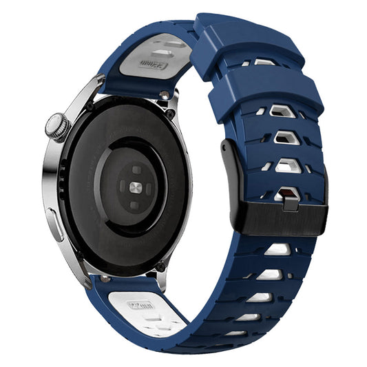 For Huawei Watch GT Runner/Garmin Venu 2/Vivoactive 4 Trapezoid Three Row Holes Watch Strap Dual Color Silicone Wrist Band
