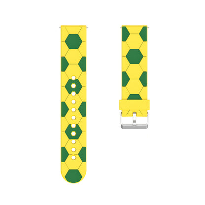 20mm Soccer Ball Football Pattern Silicone Watch Strap Replacement Wrist Band with Pin Buckle