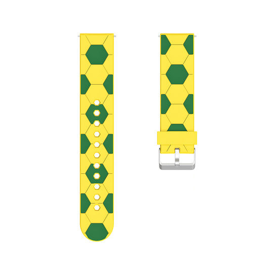 20mm Soccer Ball Football Pattern Silicone Watch Strap Replacement Wrist Band with Pin Buckle