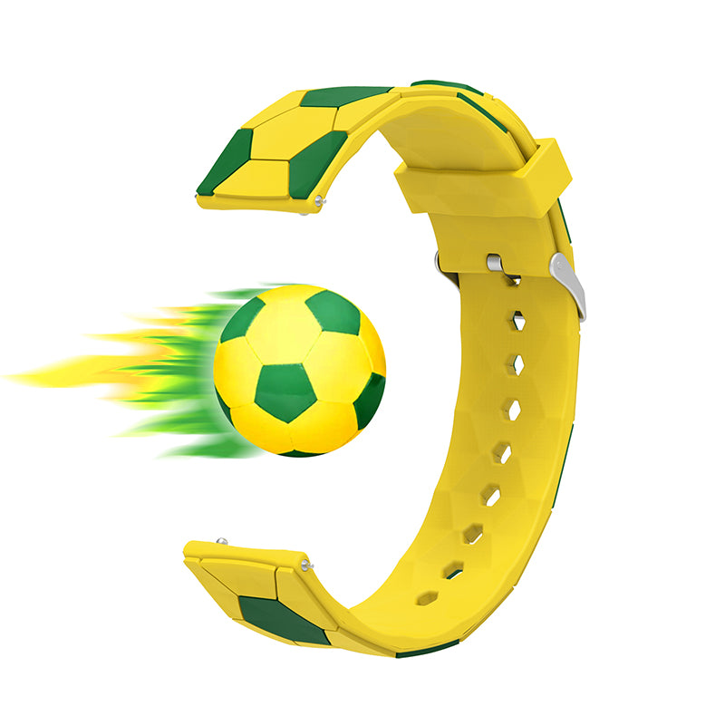 20mm Soccer Ball Football Pattern Silicone Watch Strap Replacement Wrist Band with Pin Buckle