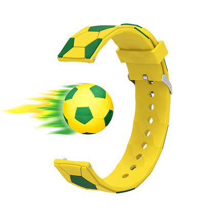 20mm Soccer Ball Football Pattern Silicone Watch Strap Replacement Wrist Band with Pin Buckle