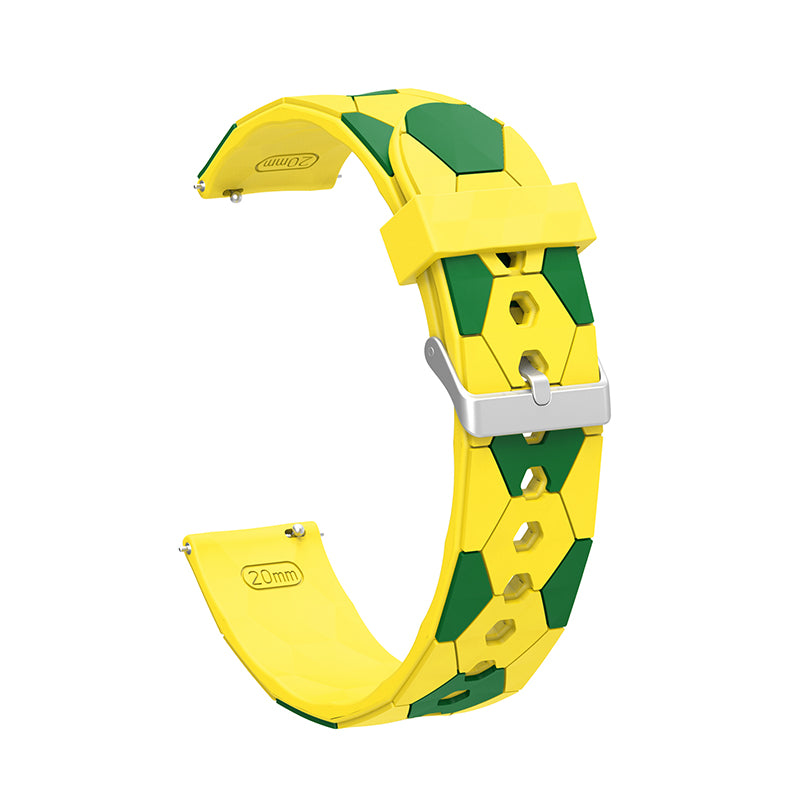 20mm Soccer Ball Football Pattern Silicone Watch Strap Replacement Wrist Band with Pin Buckle