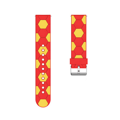 20mm Soccer Ball Football Pattern Silicone Watch Strap Replacement Wrist Band with Pin Buckle