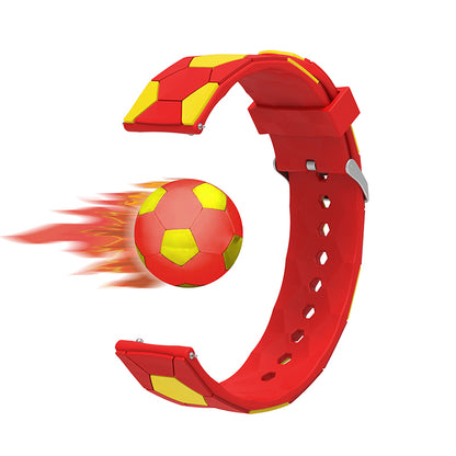 20mm Soccer Ball Football Pattern Silicone Watch Strap Replacement Wrist Band with Pin Buckle