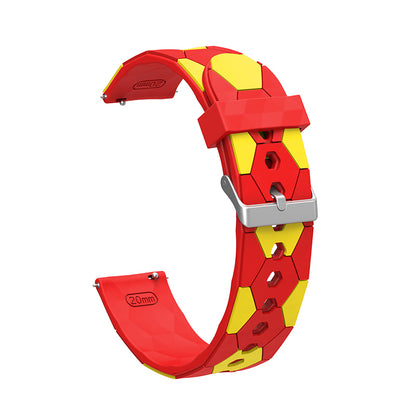 20mm Soccer Ball Football Pattern Silicone Watch Strap Replacement Wrist Band with Pin Buckle